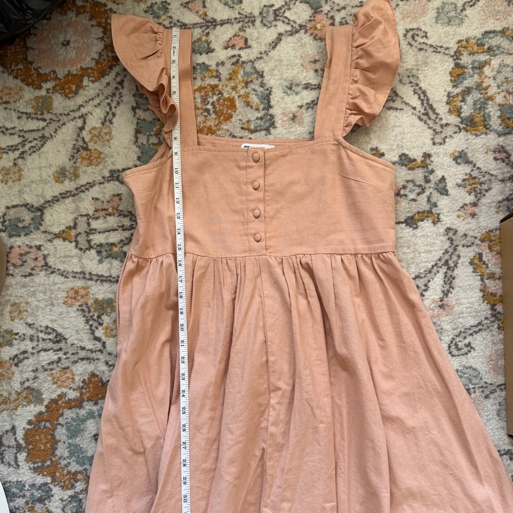ASOS DESIGN Peach Ruffle Sleeve Button Front Mini Dress Size 8 - Picture 4 of 5